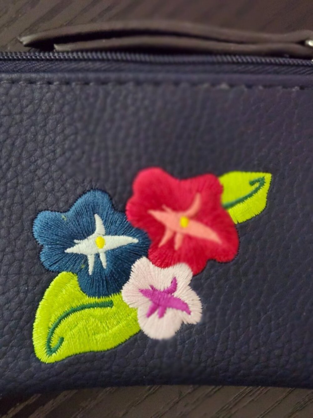 Rosetti Floral Embroidered Wallet Faux Leather Coin Purse Credit Card Vintage